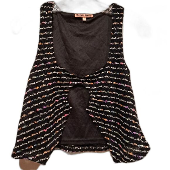 Bailey Rose Knot Open Front Top Black Sleeveless Tank Festival Rave Size XS New! - Picture 3 of 7
